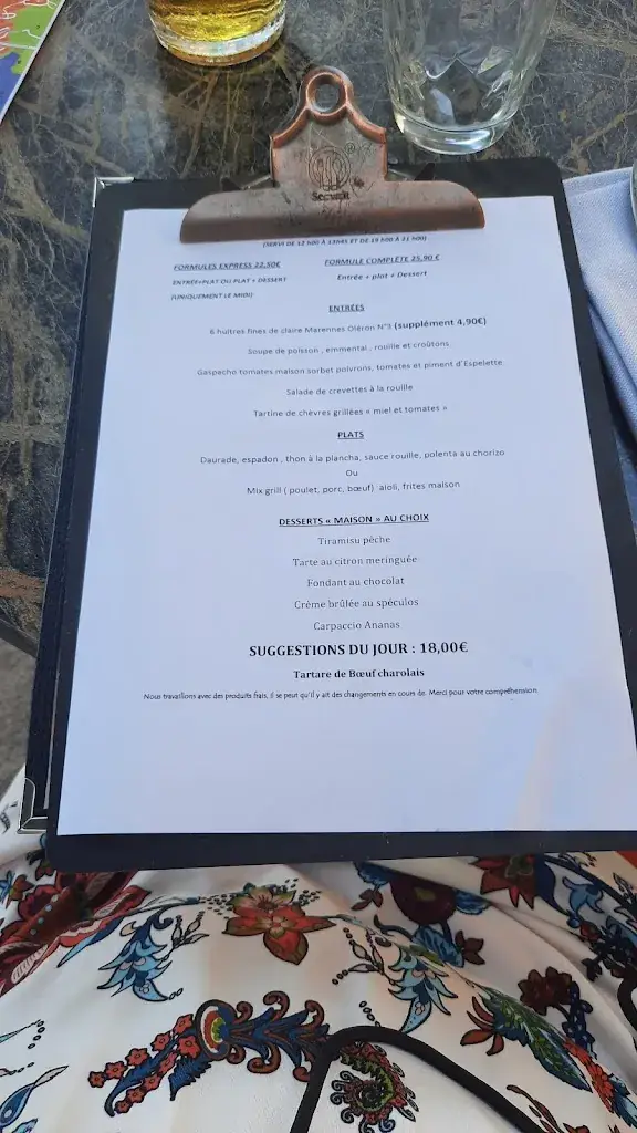 Menu_La Tramontane_Port-Vendres_immagine_2