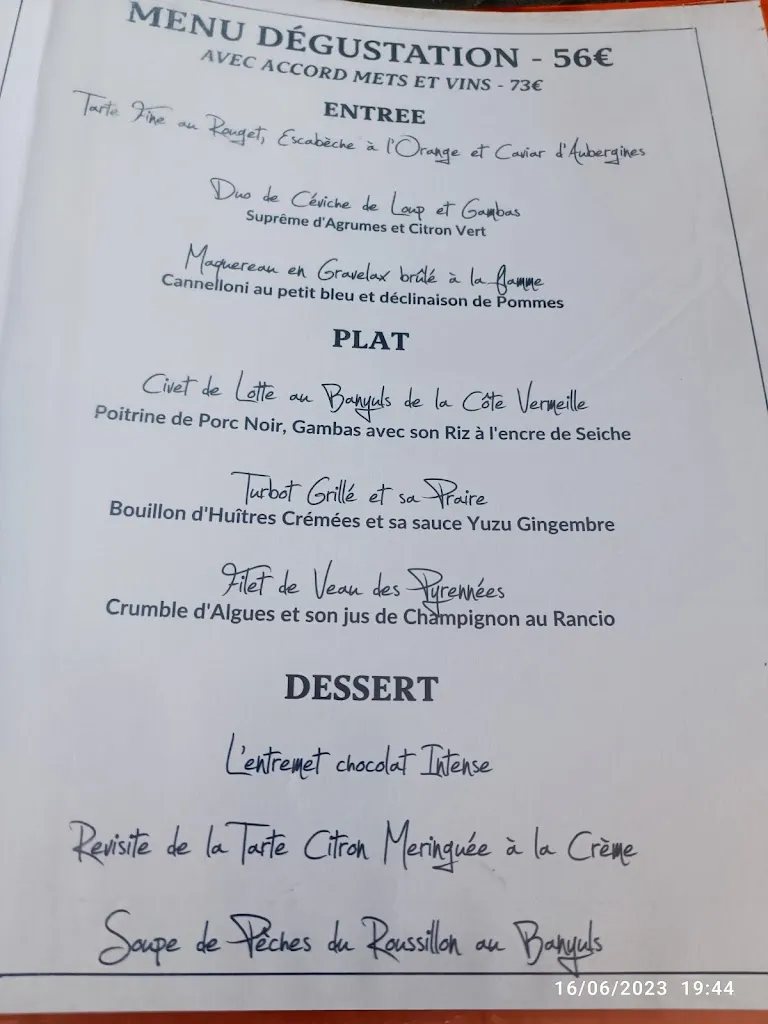 Menu_La Côte Vermeille Restaurant_Port-Vendres_image_2