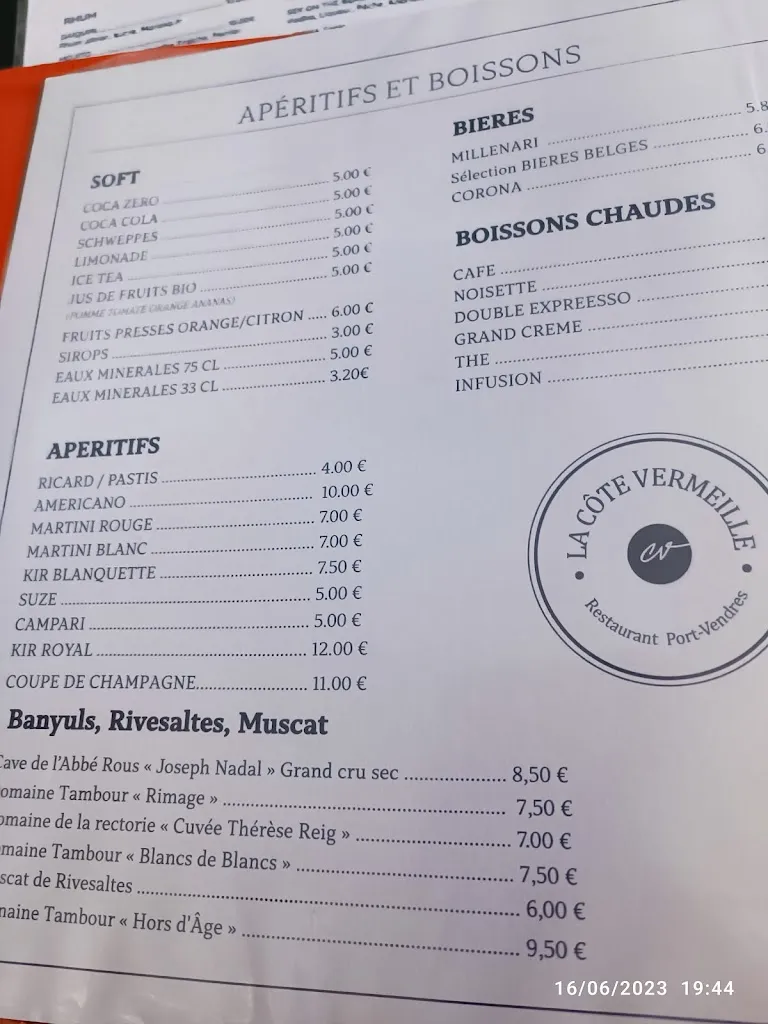 Menu_La Côte Vermeille Restaurant_Port-Vendres_image_3