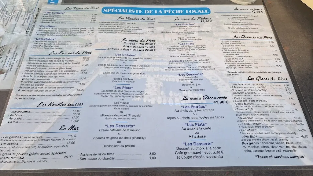 Menu_Restaurant du Port_Port-Vendres_image_1