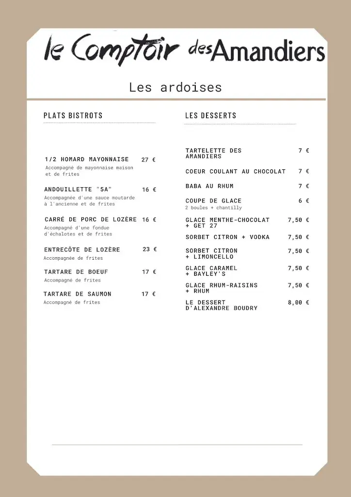 Menu_Le Comptoir des Amandiers - Bar à vin_Poulx_image_2
