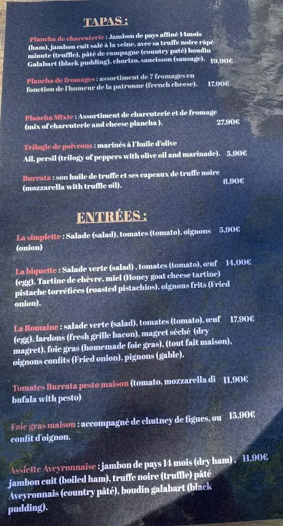 Menü_Le jardin des délices Restaurant au bord du canal du midi portiragnes_Portiragnes_Bild_1