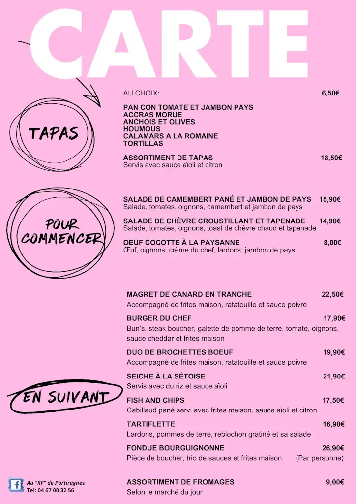 Menu_Restaurant le KF_Portiragnes_image_1