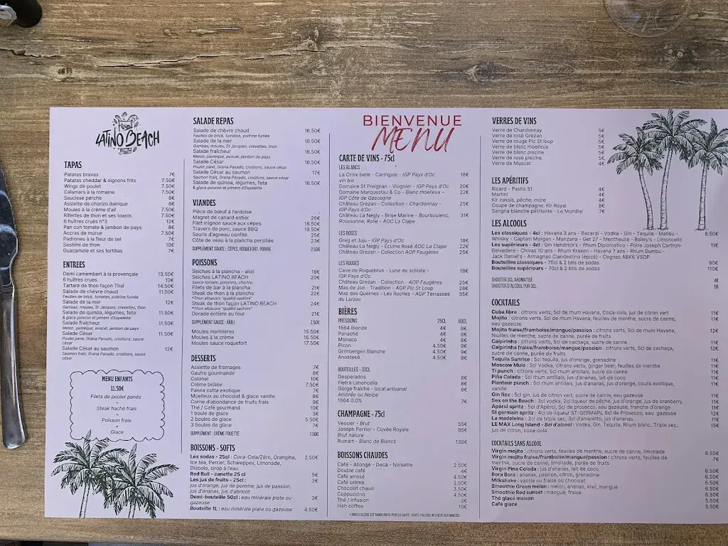 Menu_Latino beach restaurant_Sérignan_immagine_1