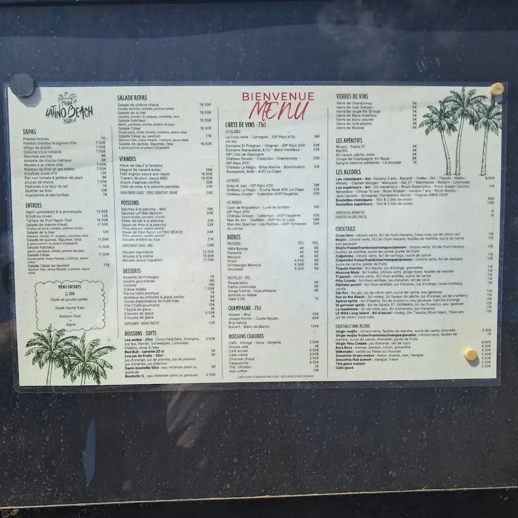 Menu_Latino beach restaurant_Sérignan_immagine_2