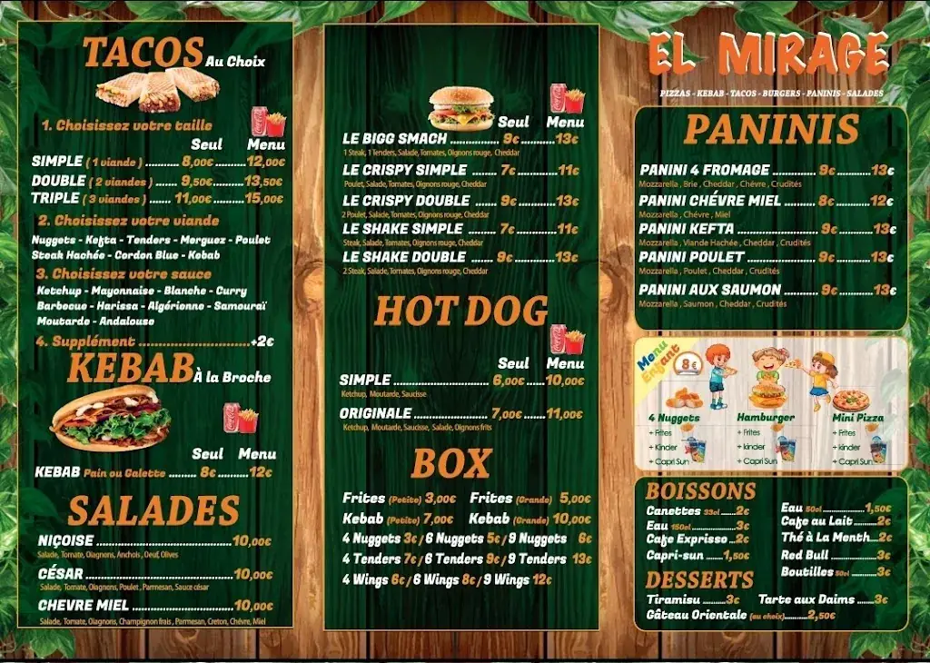 Menu_El mirage_Portiragnes_image_1
