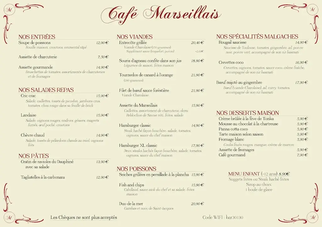 Menu_Café Marseillais_Pont-Saint-Esprit_immagine_1
