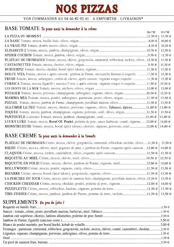 Menu_La pizza des toqués_Pont-Saint-Esprit_immagine_1