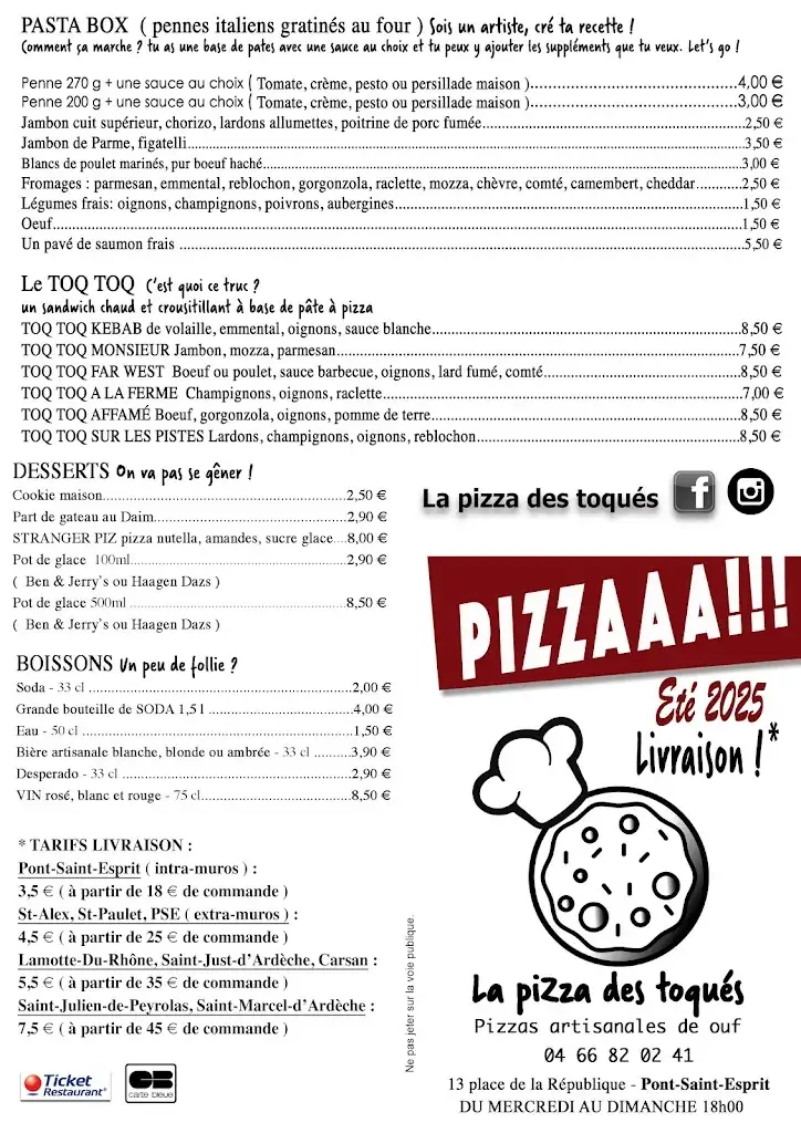 Menu_La pizza des toqués_Pont-Saint-Esprit_immagine_2