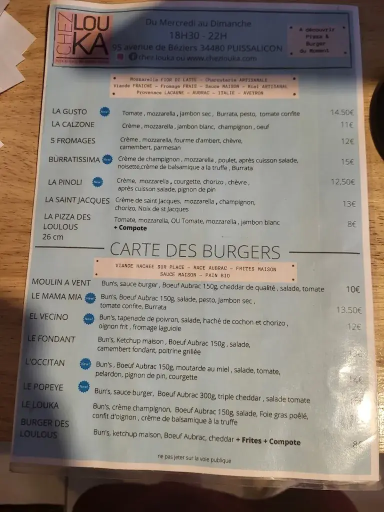 Menu_Pizzeria chez LOUKA_Puissalicon_image_2