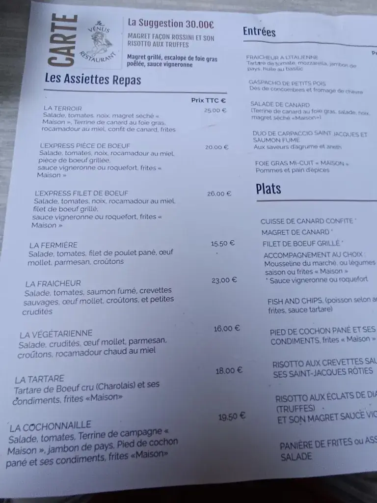 Menu_Restaurant La Vénus_Prayssac_image_2