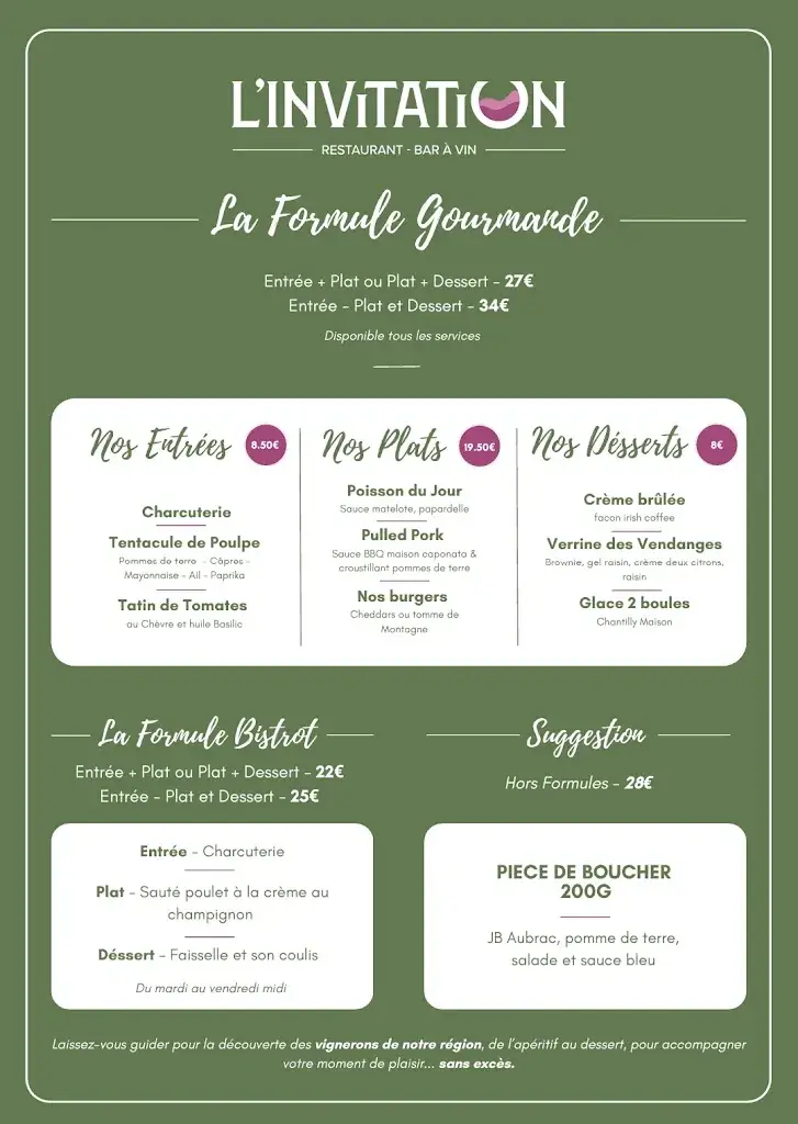 Menu_L'invitation restaurant Quissac_Quissac_image_1