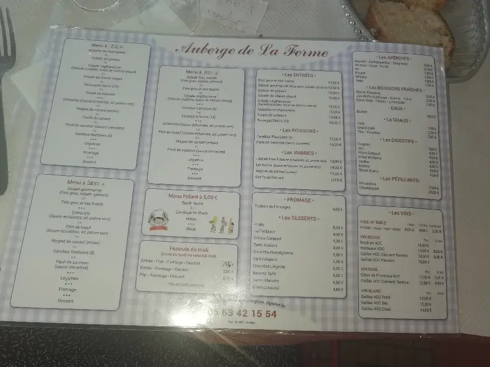 Menu_Auberge de la ferme_Montdragon_image_1