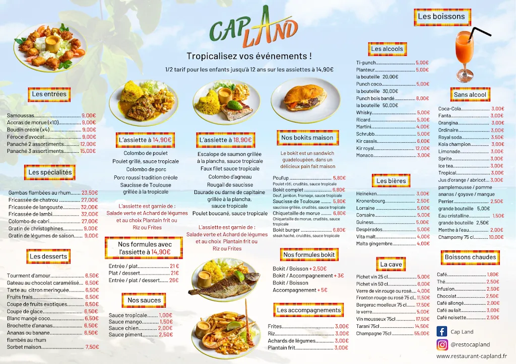 Menu_Cap Land - Restaurant Antillais, Créole à proximité de Toulouse_Ramonville-Saint-Agne_image_2