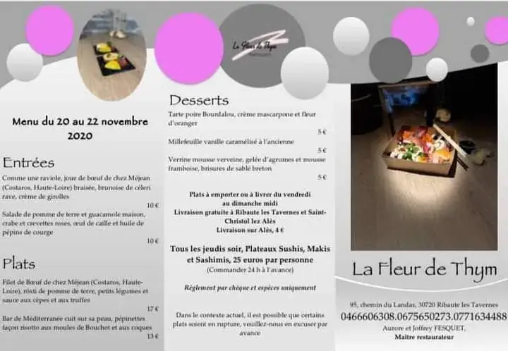Menu_La Fleur de Thym_Ribaute-les-Tavernes_image_4