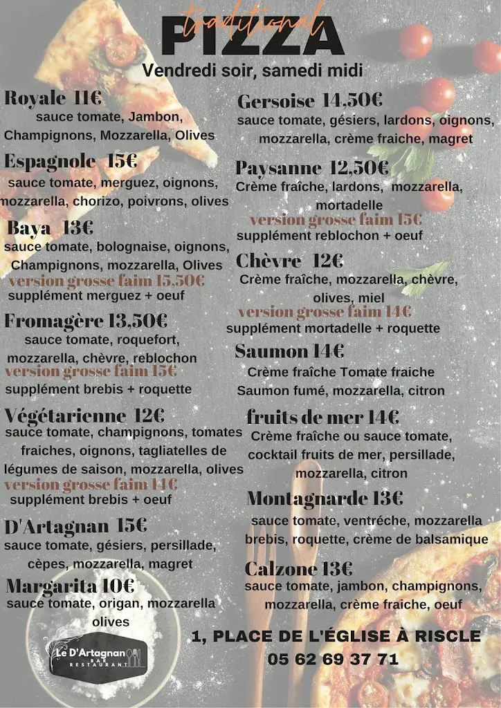 Menu_Bar Brasserie D'Artagnan_Riscle_image_1