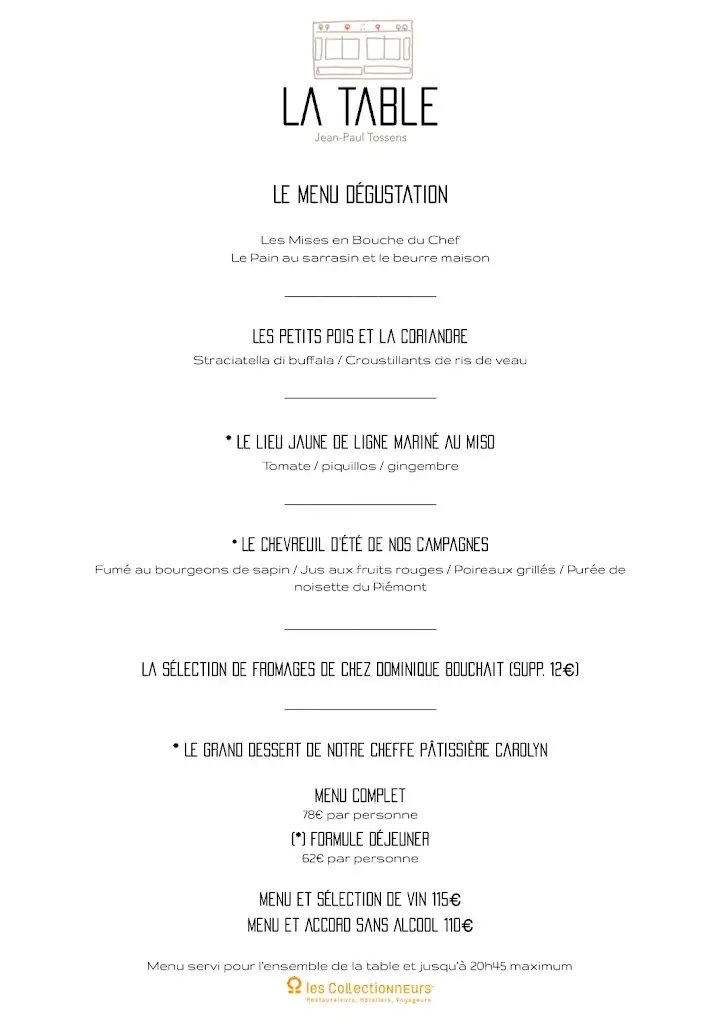 Menu_La Table - Jean-Paul Tossens_Saint-Mont_image_1