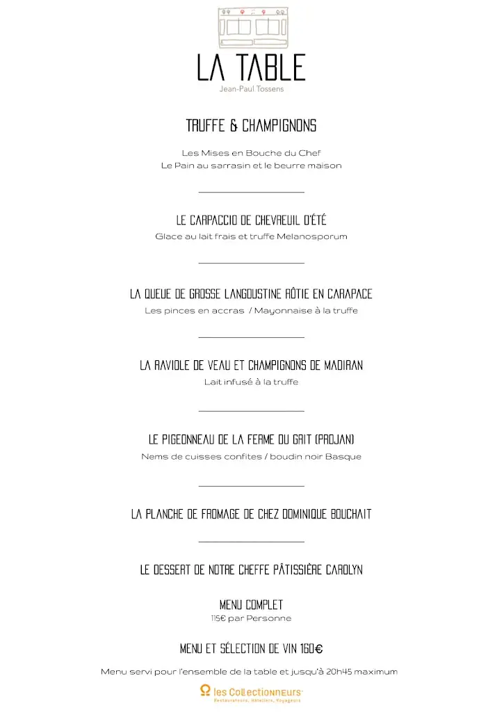 Menu_La Table - Jean-Paul Tossens_Saint-Mont_image_2