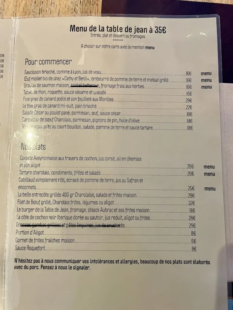 Menu_La Table De Jean_Saint-Affrique_image_4