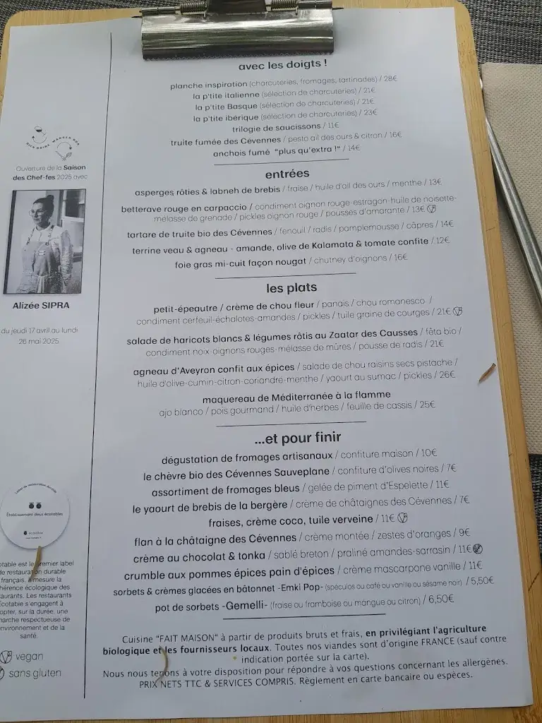 Menu_LES SAINS BONHEURS / restaurant / cave à vins / épicerie / fromagerie_Saint-Bauzille-de-Putois_image_2