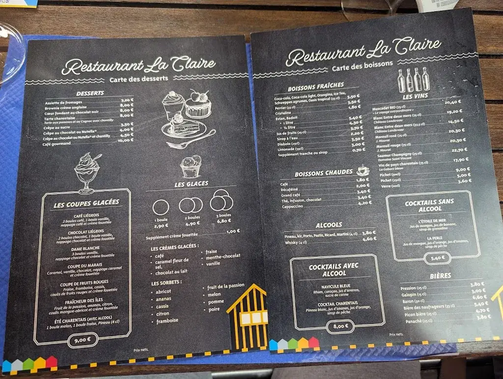 Menu_Restaurant la claire_Marennes-Hiers-Brouage_image_1