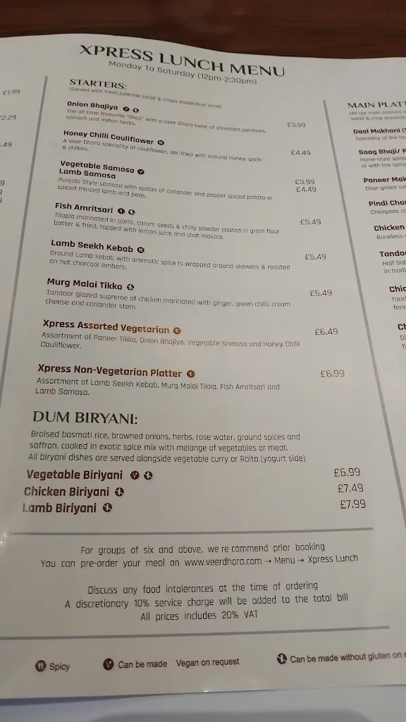 Menu_Veer Dhara Restaurant, St Albans_Kingdom_image_2