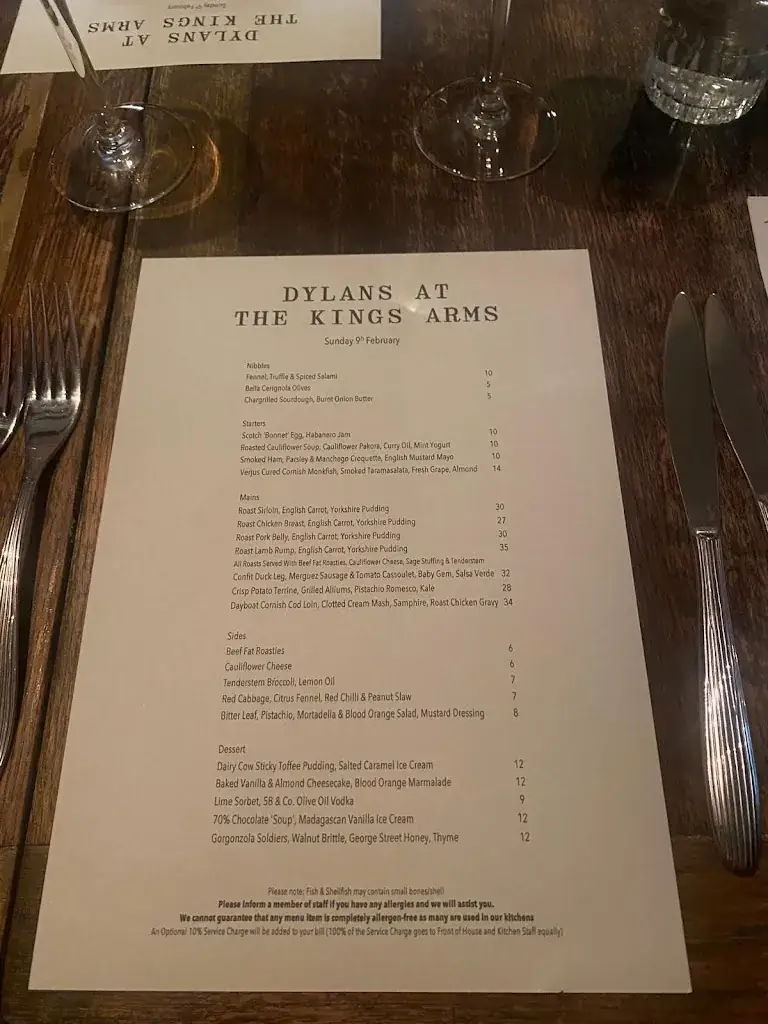 Menu_Dylans at The Kings Arms_Kingdom_image_1