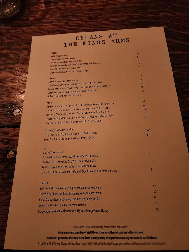 Menu_Dylans at The Kings Arms_Kingdom_image_2