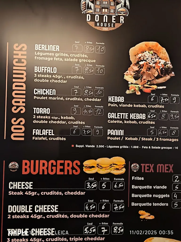 Menu_DONER HOUSE (kebab & Tacos Halal) حلال_Saint-Estève_image_2