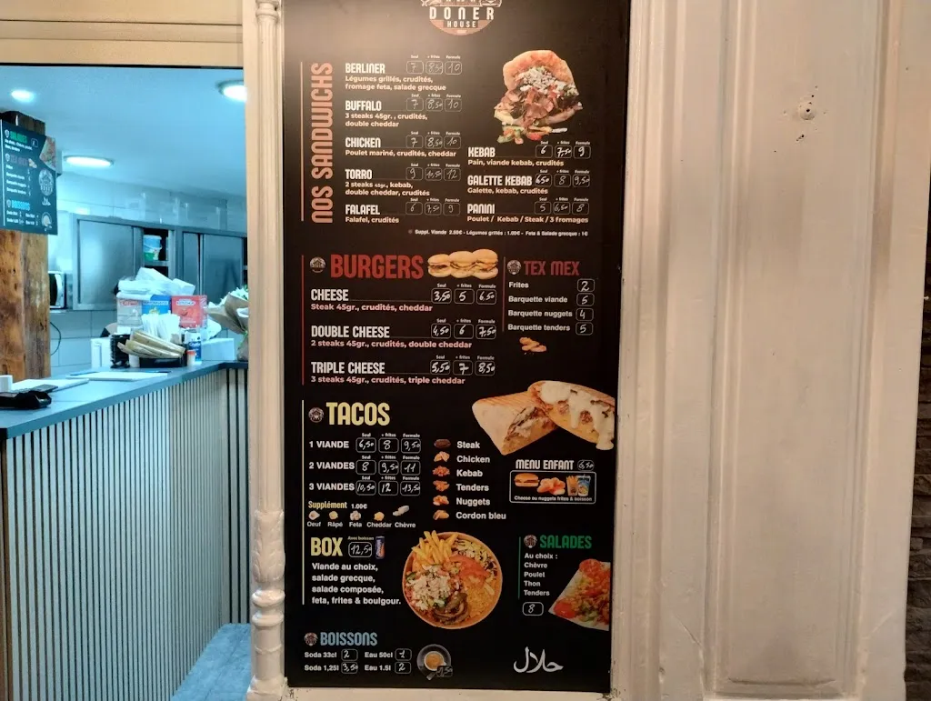 Menu_DONER HOUSE (kebab & Tacos Halal) حلال_Saint-Estève_image_4