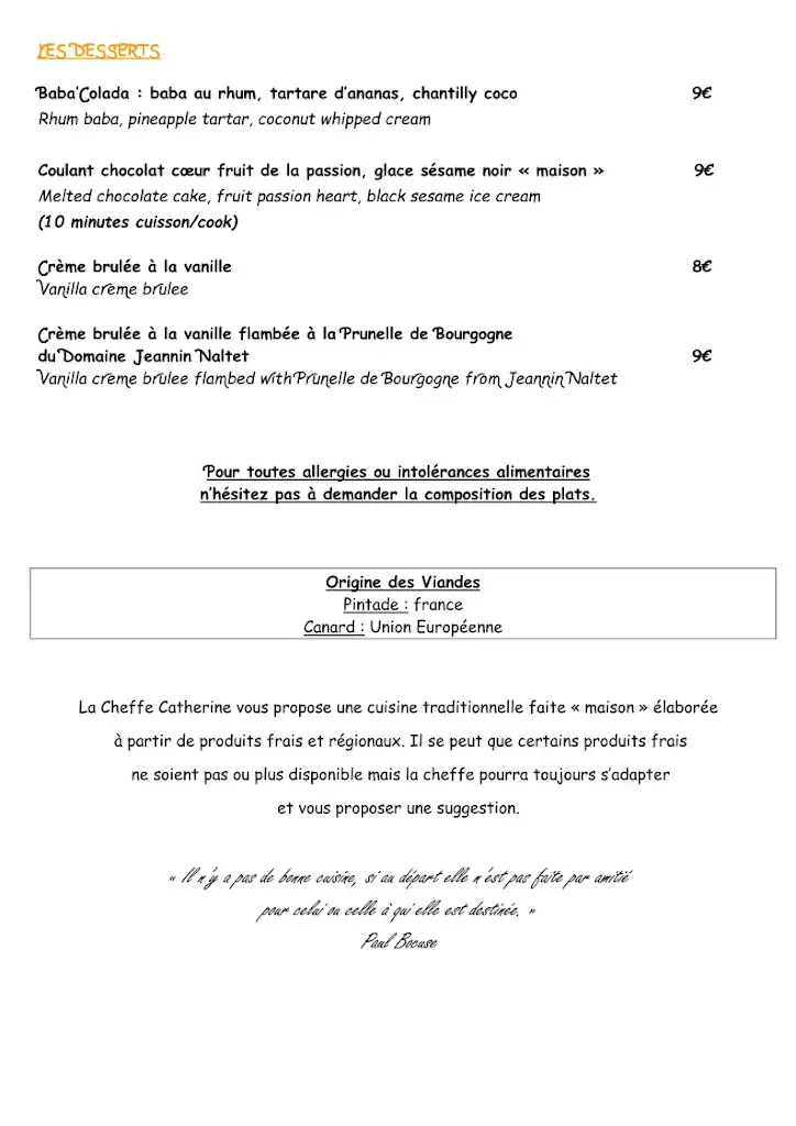 Menu_Restaurant Le Val d'Or_Mercurey_image_1