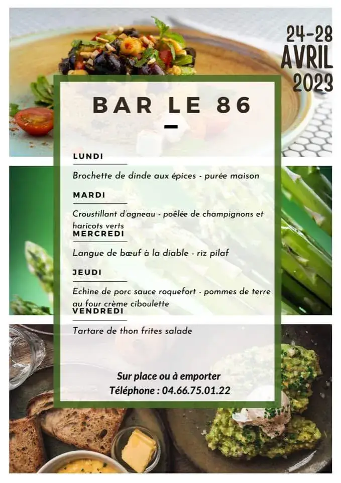Menu_Bar Restaurant Le 86_Saint-Gervasy_image_4