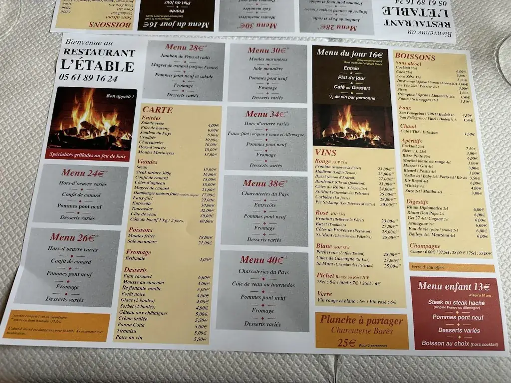 Menu_L'Etable_Saint-Gaudens_immagine_1