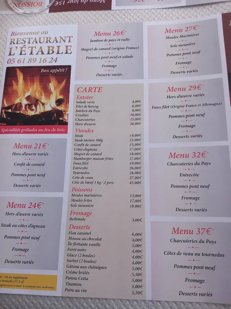 Menu_L'Etable_Saint-Gaudens_immagine_4