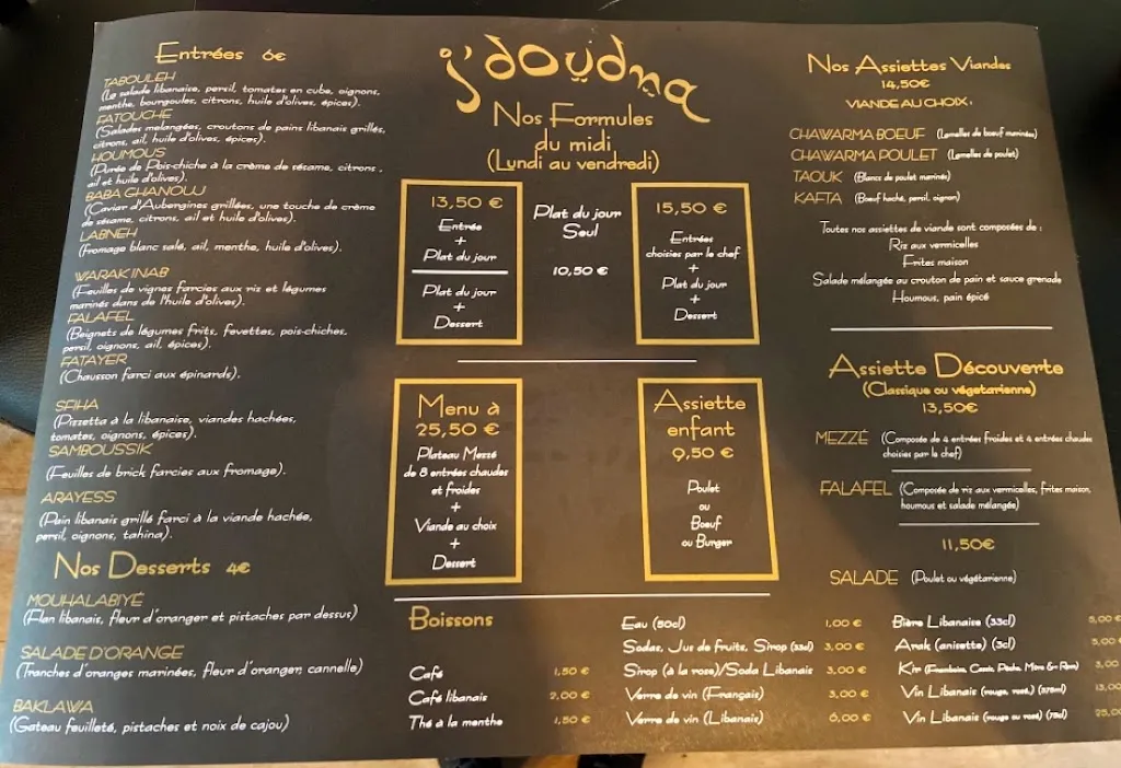 Menu_J'doudna Restaurant Libanais_Saint-Gaudens_image_1