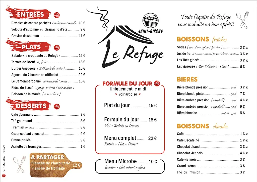 Menu_Le Refuge Saint-Girons_Saint-Girons_image_1