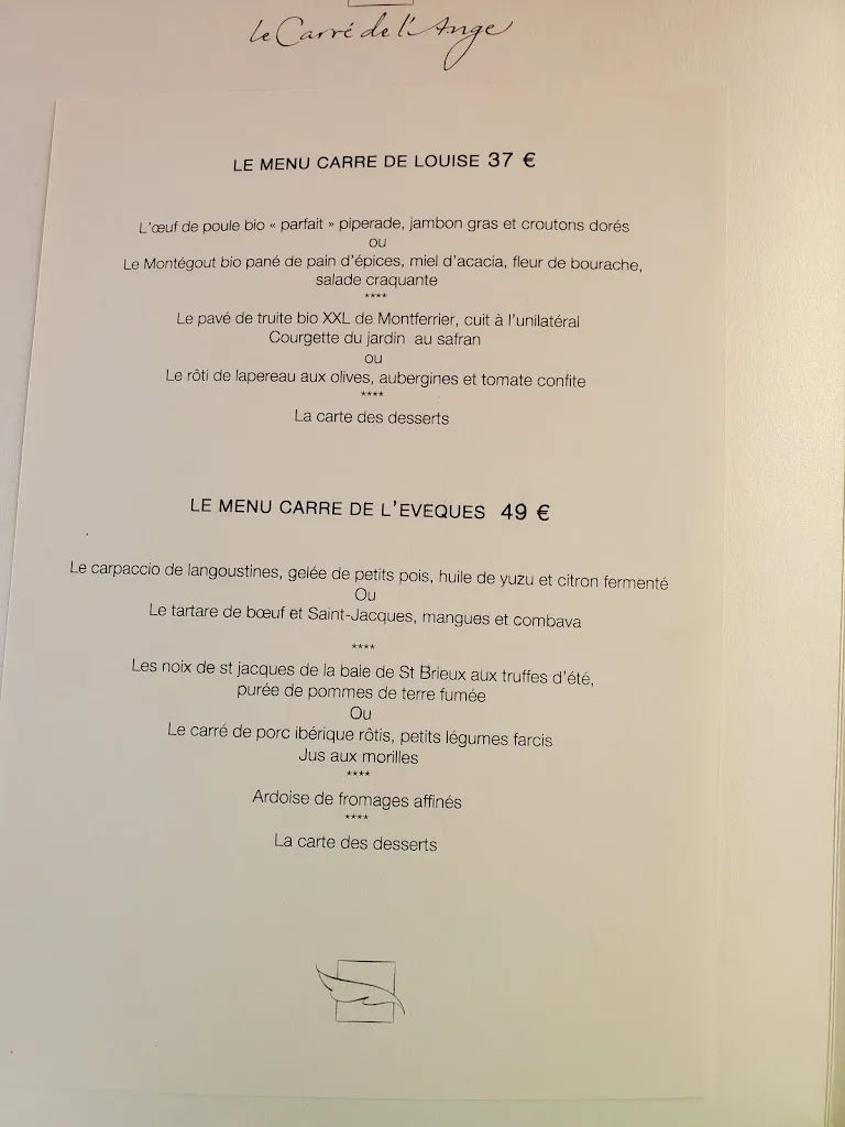 Menu_Le Carré de l'Ange - restaurant_Saint-Lizier_image_2