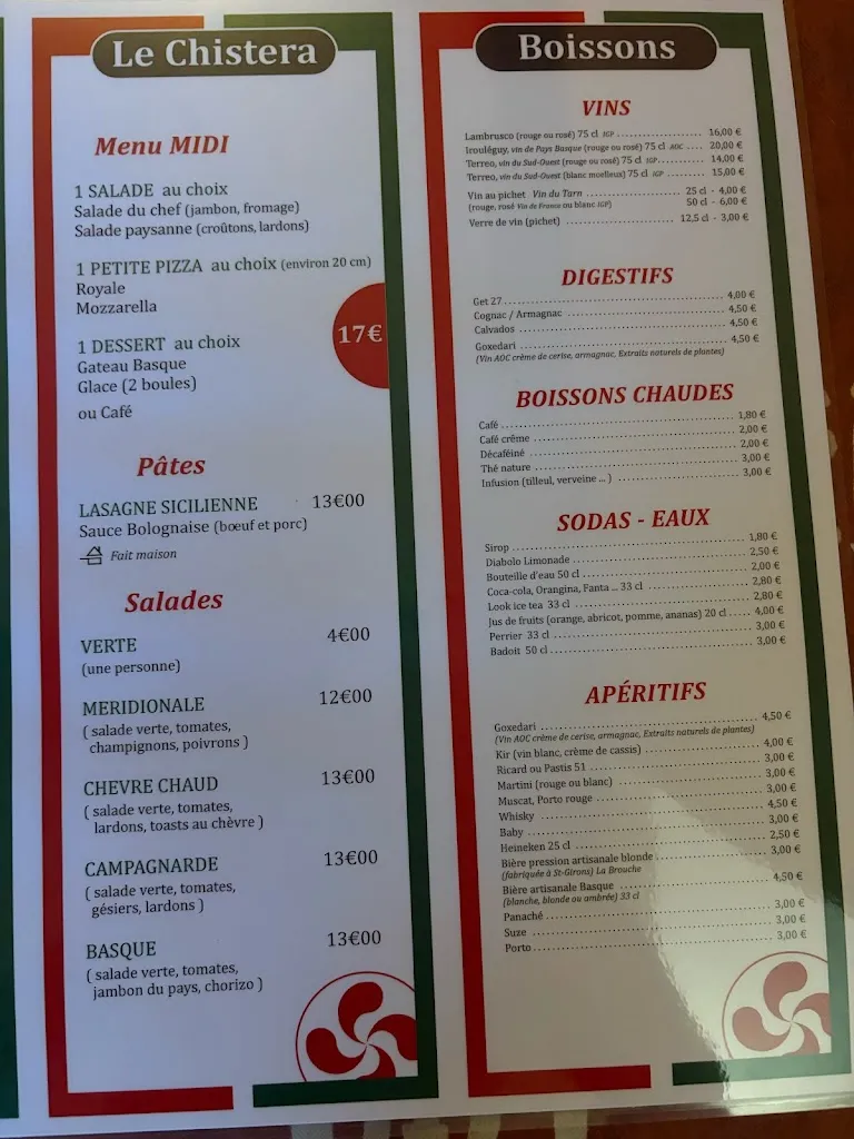 Menu_pizzeria le chistera_Saint-Girons_image_2