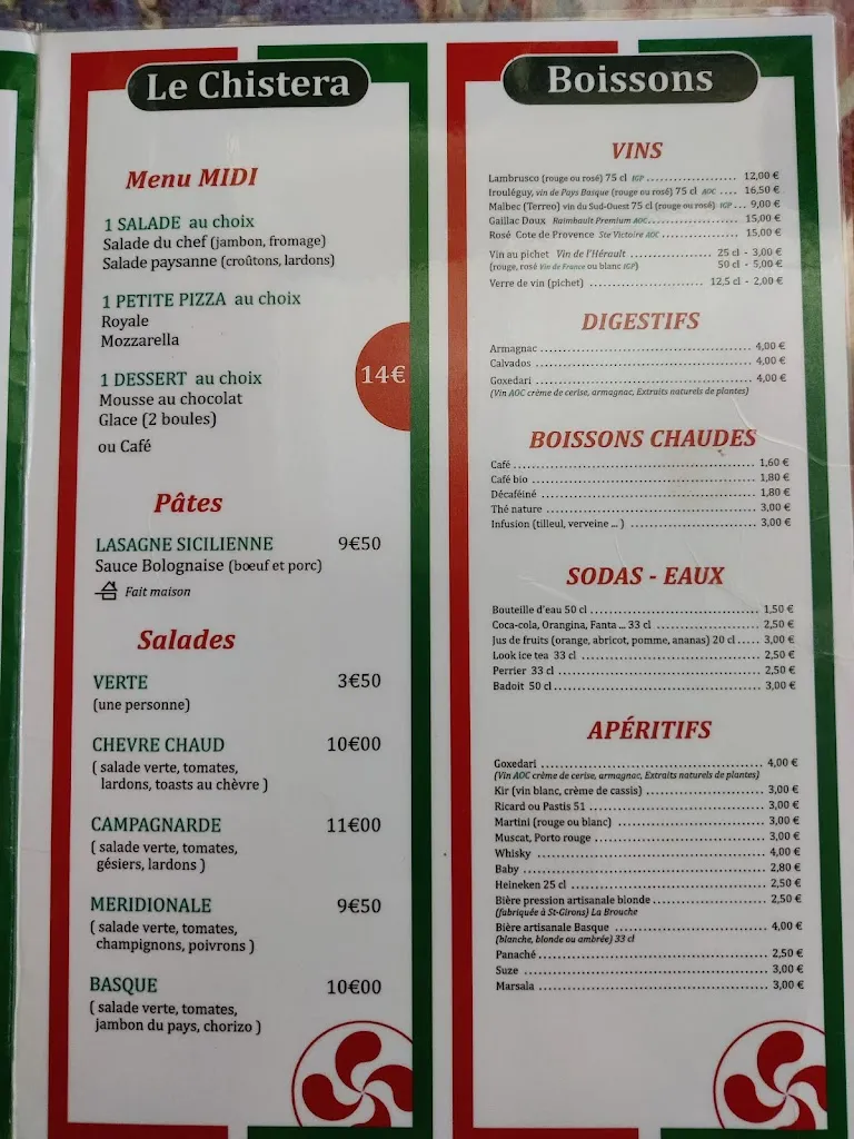 Menu_pizzeria le chistera_Saint-Girons_image_4
