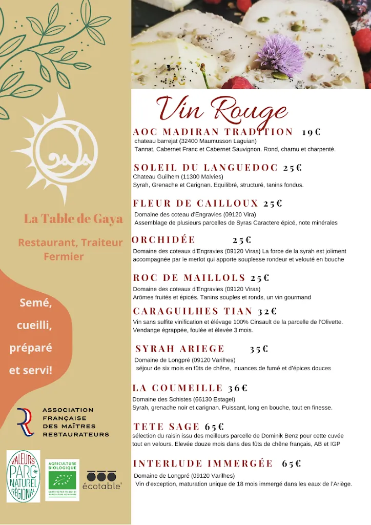 Menu_La Table de Gaya_Montjoie-en-Couserans_immagine_1