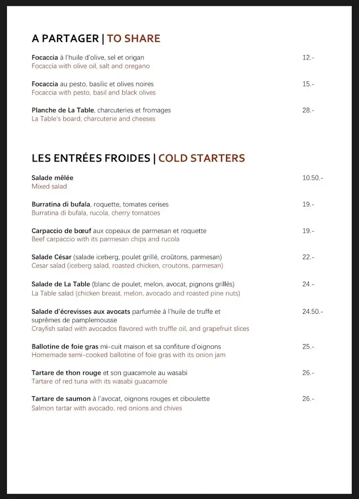 Menu_Restaurant La Table de Montreux_Montreux_image_4