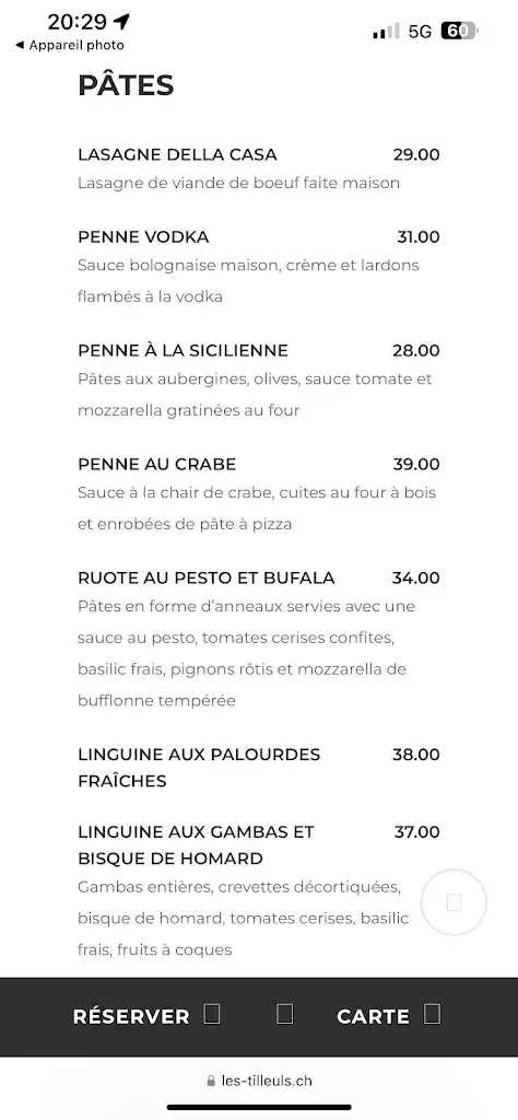 Menu_Les Tilleuls_Genève_image_2