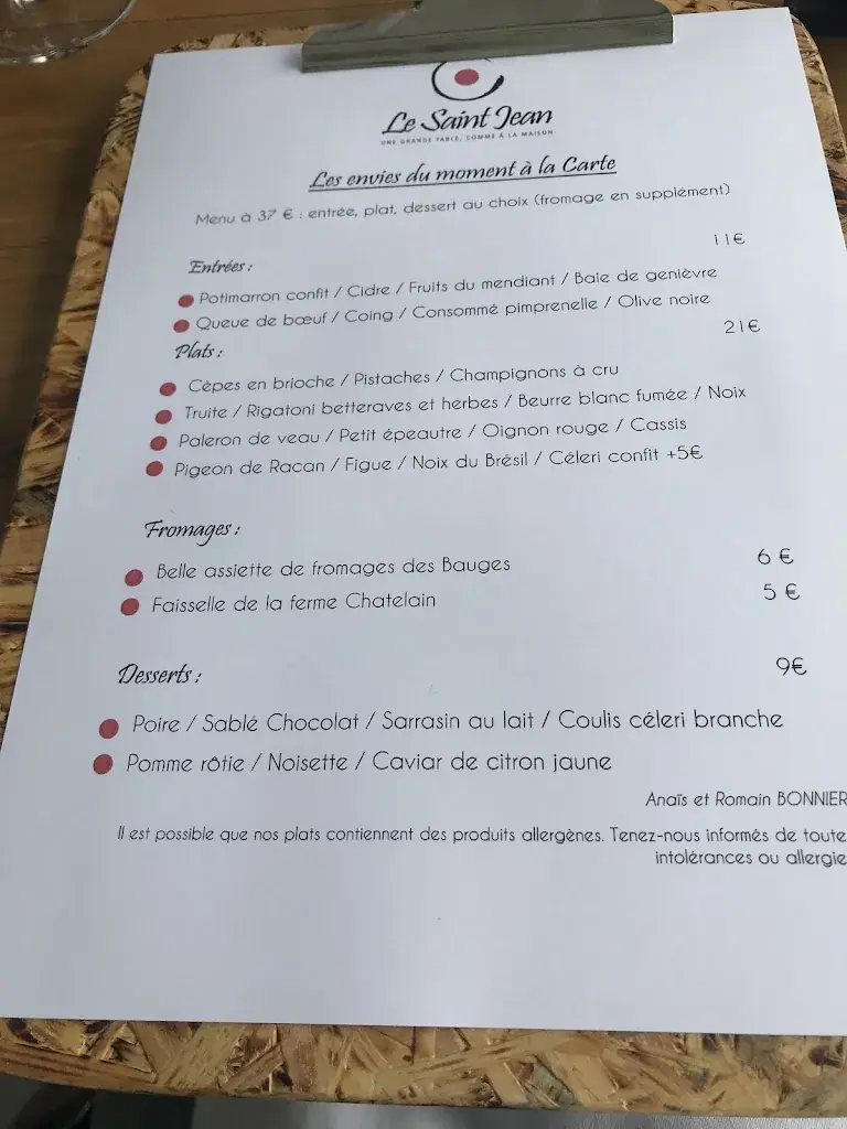 Menu_Le Saint Jean_Saint-Jean-d'Arvey_image_1