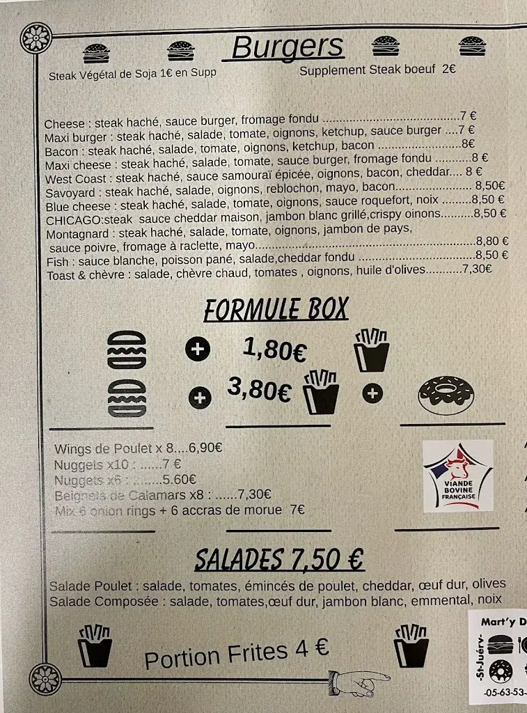 Menu_Mart'y Diner's_Saint-Juéry_image_1
