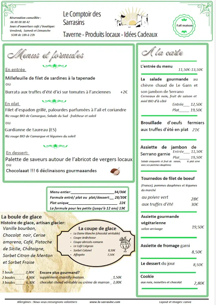 Menu_Le Comptoir des Sarrasins_Aiguèze_immagine_1