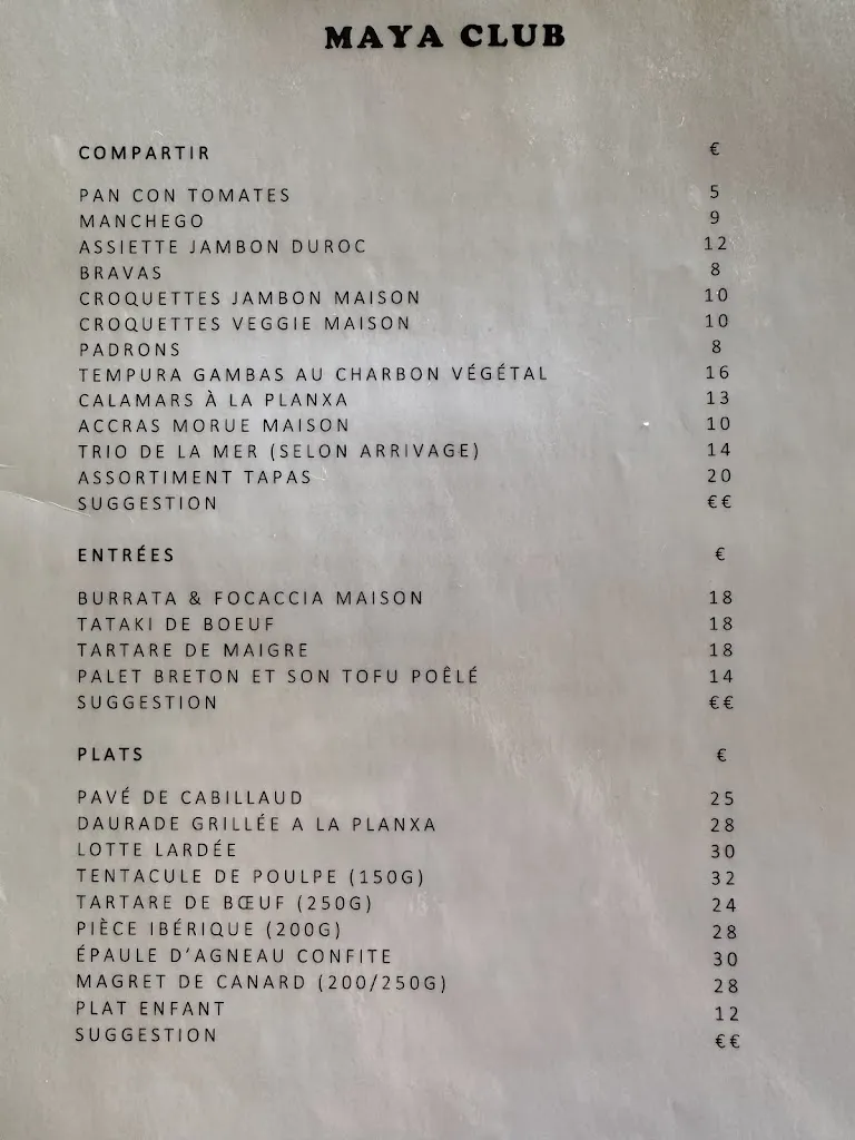 Menu_Le Maya Club_Torreilles_image_1