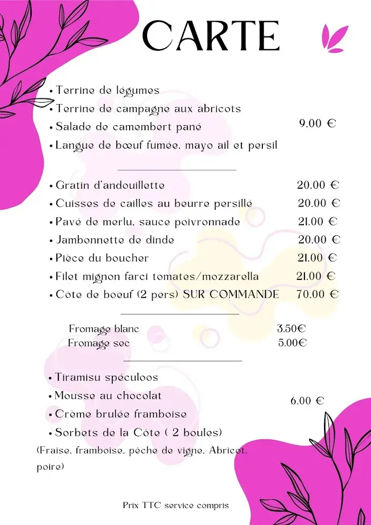Menu_Auberge de la Cote_Thurins_image_1