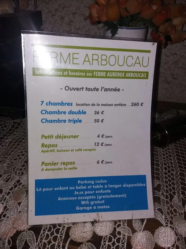 Menu_Auberge - Chambres Arboucau_Saint-Pé-de-Bigorre_image_1