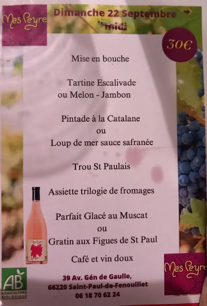 Menu_Mas Peyre Fils Et Fille_Saint-Paul-de-Fenouillet_image_1