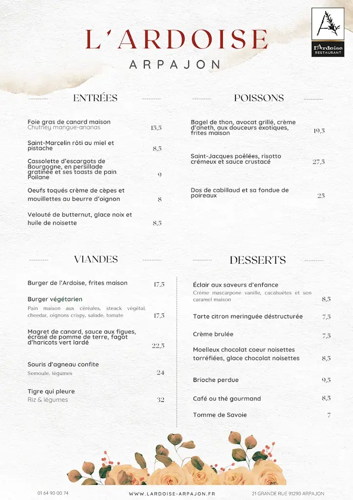 Menü_L'Ardoise_Arpajon_Bild_1